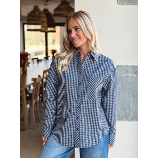 Chemise à carreaux Zénaïde - Bleu marine