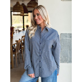 Chemise à carreaux Zénaïde - Bleu marine