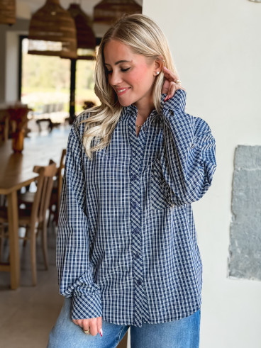 Chemise à carreaux Zénaïde - Bleu marine Chemise à carreaux Zénaïde - Bleu marine