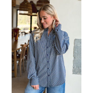 Chemise à carreaux Zénaïde - Bleu marine