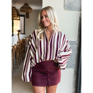 Gilet ligné Enola - Bordeaux/Ecru