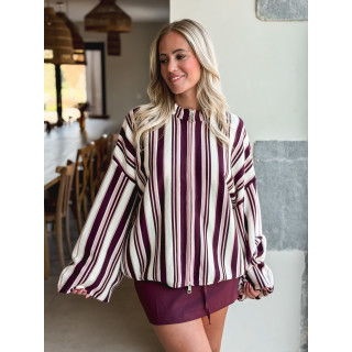 Gilet ligné Enola - Bordeaux/Ecru