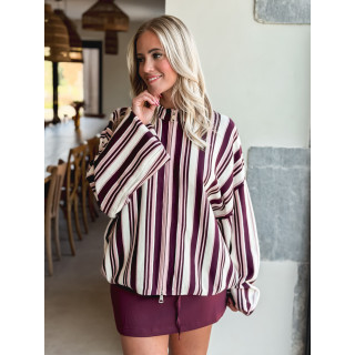 Gilet ligné Enola - Bordeaux/Ecru