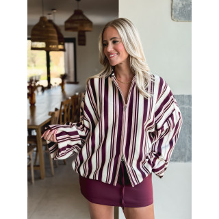 Gilet ligné Enola - Bordeaux/Ecru