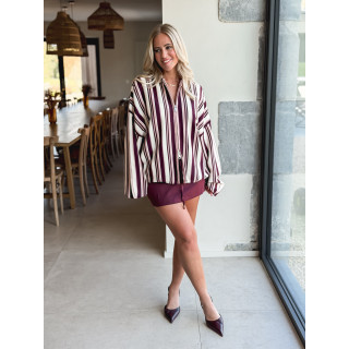 Gilet ligné Enola - Bordeaux/Ecru