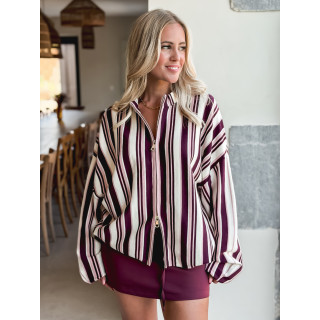 Gilet ligné Enola - Bordeaux/Ecru