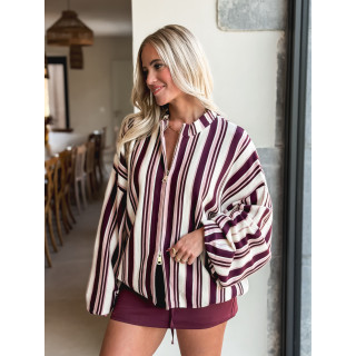Gilet ligné Enola - Bordeaux/Ecru
