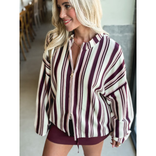 Gilet ligné Enola - Bordeaux/Ecru