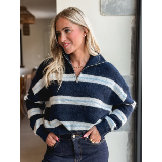 Pull ligné Constance - Bleu marine