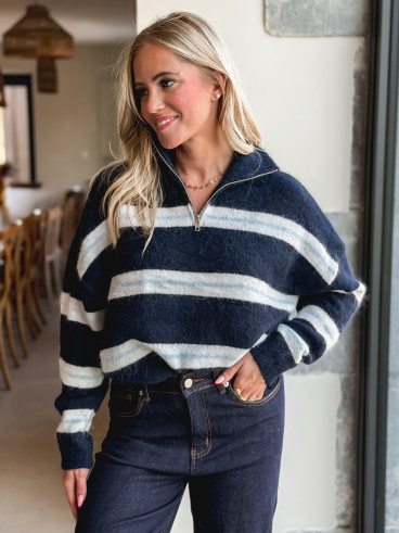 Pull ligné Constance - Bleu marine Pull ligné Constance - Bleu marine