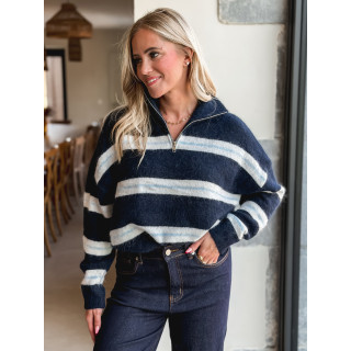 Pull ligné Constance - Bleu marine