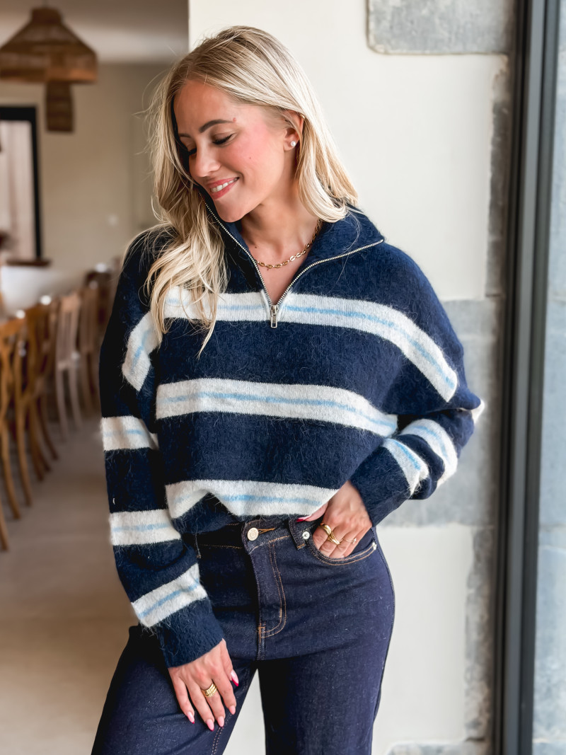 Pull ligné Constance - Bleu marine Pull ligné Constance - Bleu marine