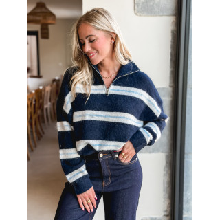 Pull ligné Constance - Bleu marine