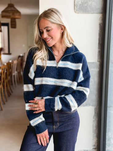 Pull ligné Constance - Bleu marine Pull ligné Constance - Bleu marine