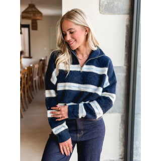 Pull ligné Constance - Bleu marine