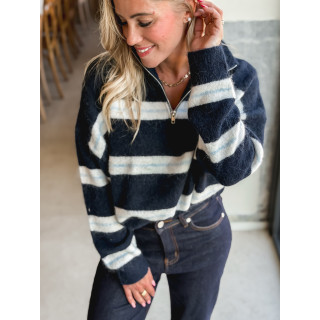 Pull ligné Constance - Bleu marine