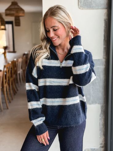 Pull ligné Constance - Bleu marine Pull ligné Constance - Bleu marine