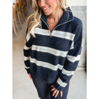 Pull ligné Constance - Bleu marine