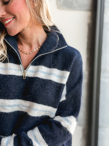 Pull ligné Constance - Bleu marine Pull ligné Constance - Bleu marine