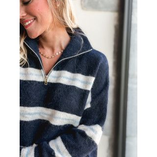 Pull ligné Constance - Bleu marine