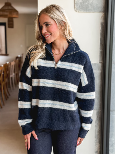 Pull ligné Constance - Bleu marine Pull ligné Constance - Bleu marine