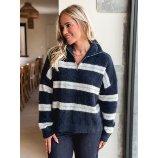 Pull ligné Constance - Bleu marine