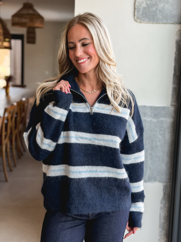Pull ligné Constance - Bleu marine Pull ligné Constance - Bleu marine