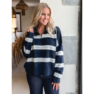 Pull ligné Constance - Bleu marine