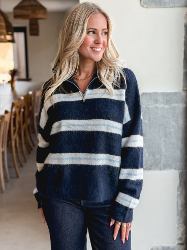 Pull ligné Constance - Bleu marine Pull ligné Constance - Bleu marine