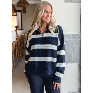 Pull ligné Constance - Bleu marine