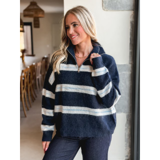 Pull ligné Constance - Bleu marine