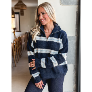 Pull ligné Constance - Bleu marine
