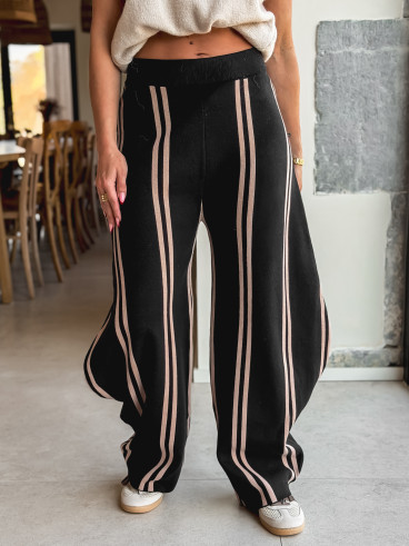 Pantalon ligné Eryne - Noir Pantalon ligné Eryne - Noir