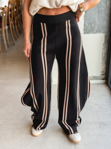 Pantalon ligné Eryne - Noir Pantalon ligné Eryne - Noir