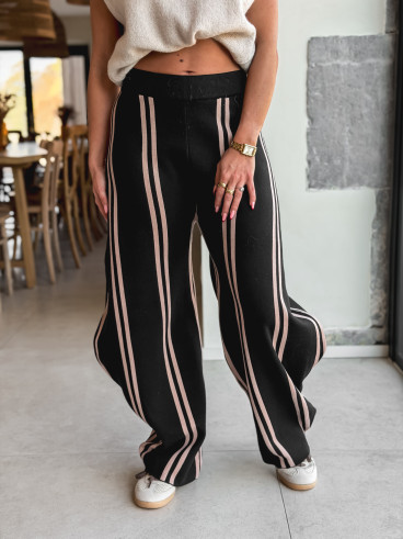 Pantalon ligné Eryne - Noir Pantalon ligné Eryne - Noir