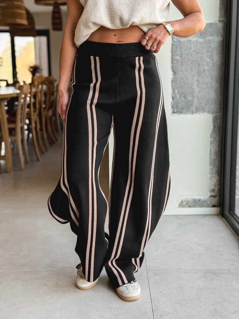 Pantalon ligné Eryne - Noir Pantalon ligné Eryne - Noir