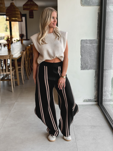Pantalon ligné Eryne - Noir Pantalon ligné Eryne - Noir