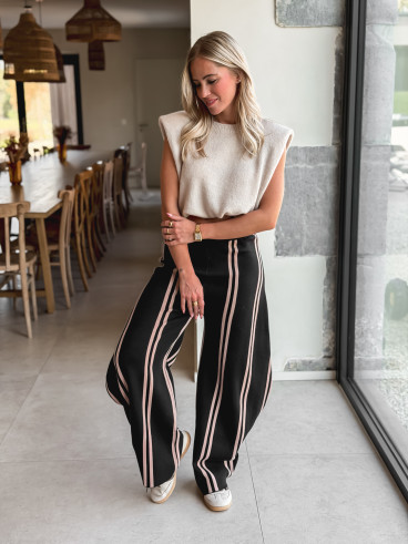 Pantalon ligné Eryne - Noir Pantalon ligné Eryne - Noir