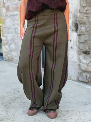 Pantalon ligné Eryne - Kaki