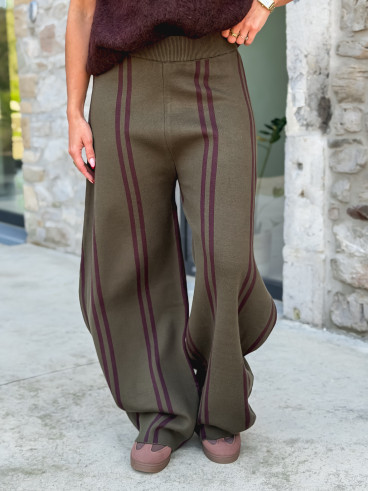 Pantalon ligné Eryne - Kaki Pantalon ligné Eryne - Kaki