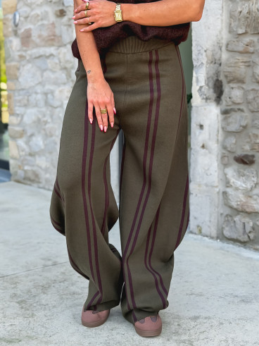 Pantalon ligné Eryne - Kaki Pantalon ligné Eryne - Kaki