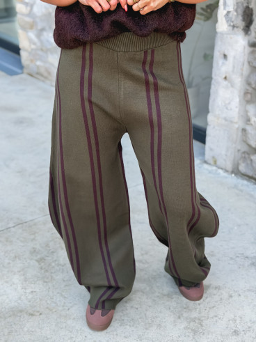 Pantalon ligné Eryne - Kaki Pantalon ligné Eryne - Kaki