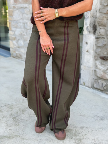 Pantalon ligné Eryne - Kaki Pantalon ligné Eryne - Kaki