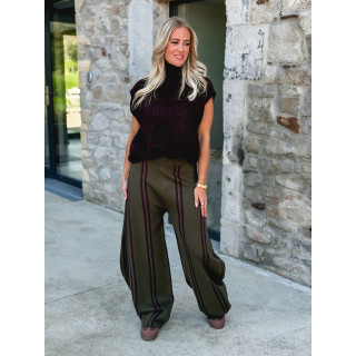 Pantalon ligné Eryne - Kaki