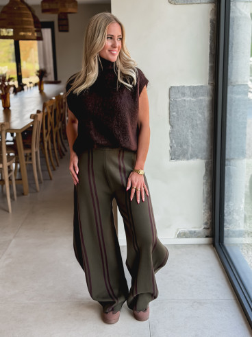 Pantalon ligné Eryne - Kaki Pantalon ligné Eryne - Kaki