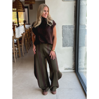 Pantalon ligné Eryne - Kaki