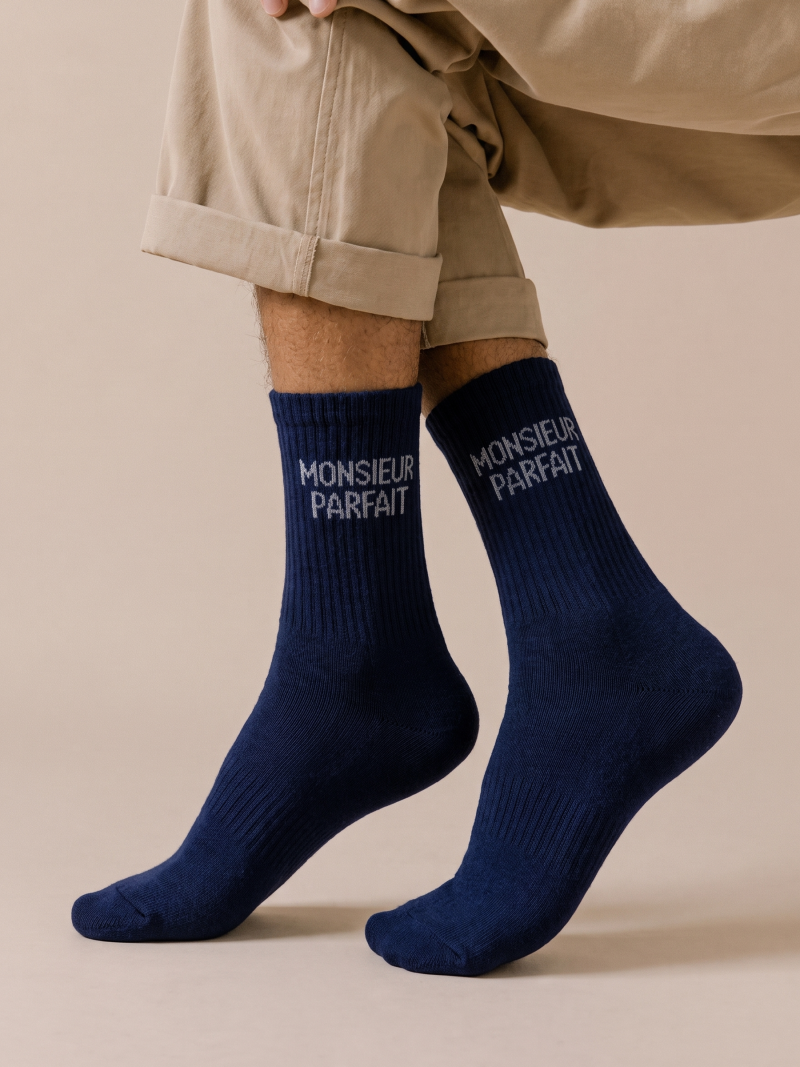 Chaussettes "Monsieur parfait" - Bleu marine Chaussettes "Monsieur parfait" - Bleu marine