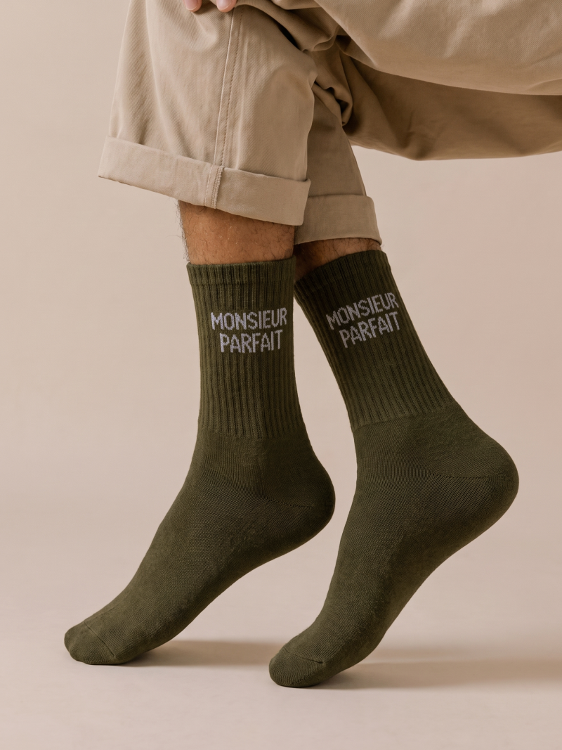 Chaussettes "Monsieur parfait" - Kaki Chaussettes "Monsieur parfait" - Kaki