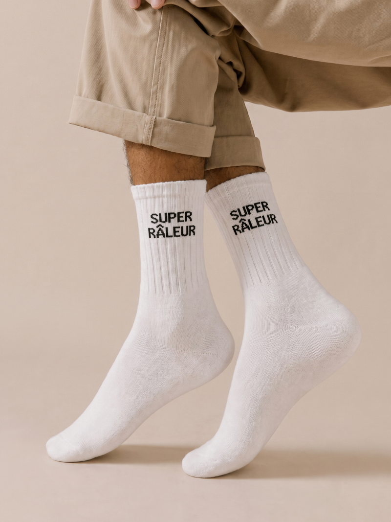 Chaussettes "Super râleur" - Blanc