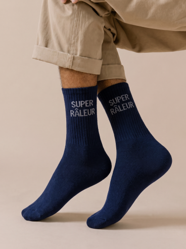 Chaussettes "Super râleur" - Bleu marine